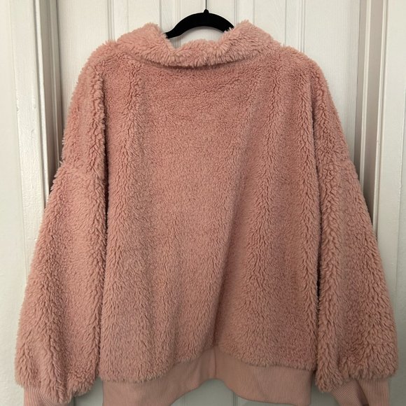 EUC, Gap Sherpa Pullover Sweater, Pink, Women's Size 2XL, with Mockneck - Picture 3 of 4